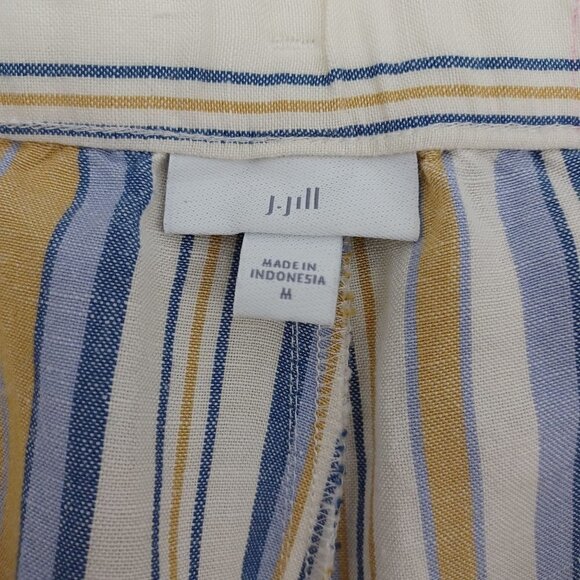 J. Jill Wide Leg Linen Blend Cropped Pants In Barley Multi Women's M Striped - Picture 6 of 11